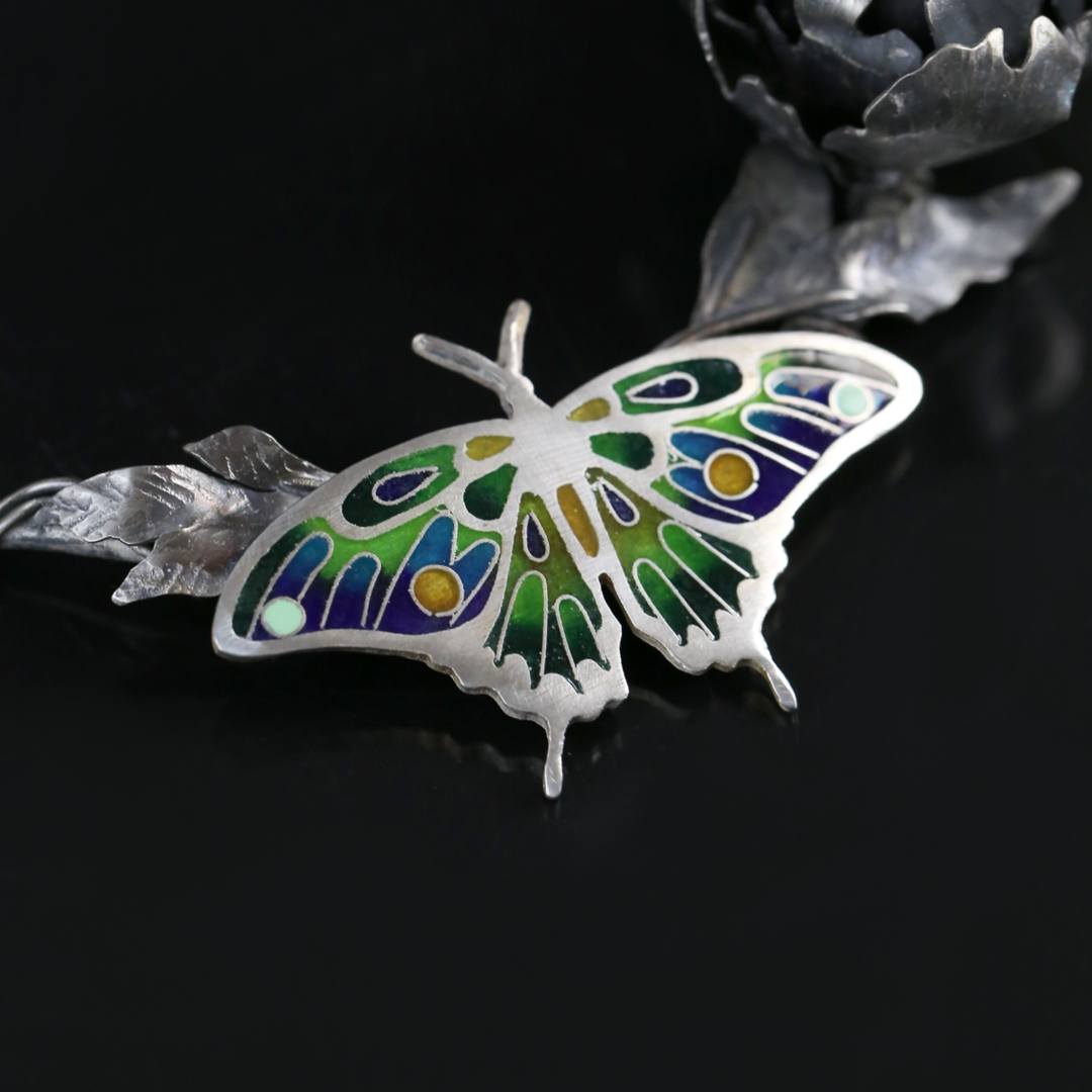 srebrny motyl naszyjnik na zamówienie indywidualne